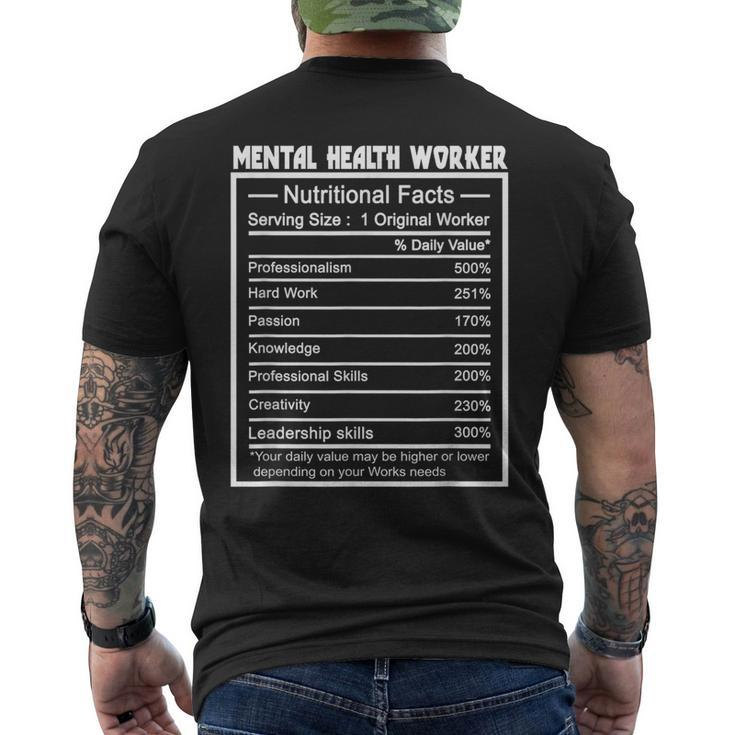 Job Title Worker Nutrition Facts Mental Health Worker Men's T-shirt Back Print