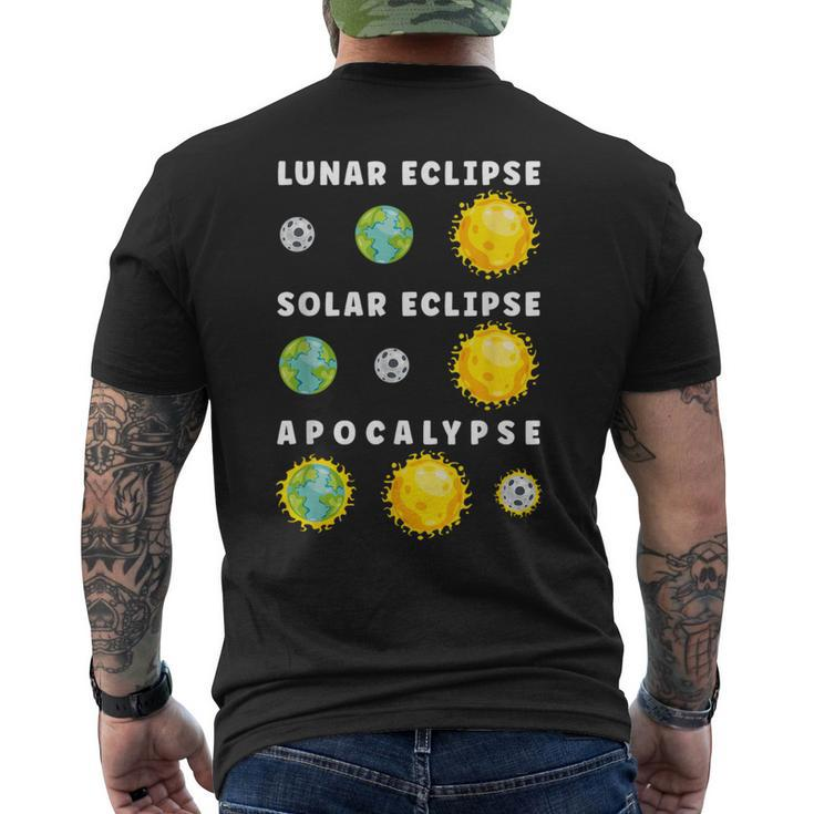 Lunar Solar Eclipse Apocalypse Astronomy Nerd Science Men's T-shirt Back Print