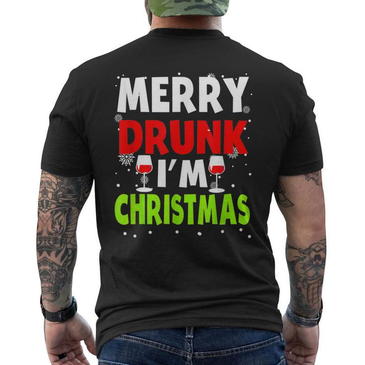 Merry Drunk I'm Christmas Naughty Drinking Quotes Mens Back Print T-shirt