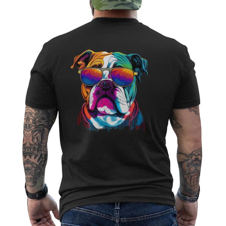 Multicolor English Bulldog Face Men's T-shirt Back Print