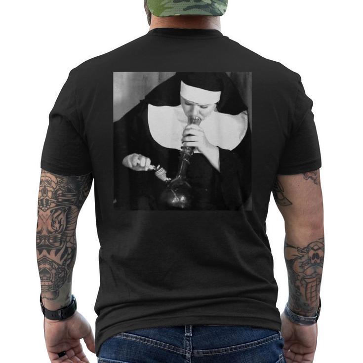 Nun Smoking A Bong Nuns Smoking Men's T-shirt Back Print