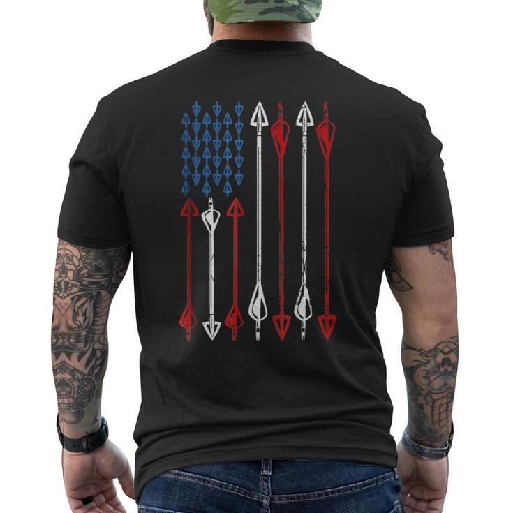 Patriotic Bow Hunting Flag Arrows Bow Archer Target Men's T-shirt Back Print