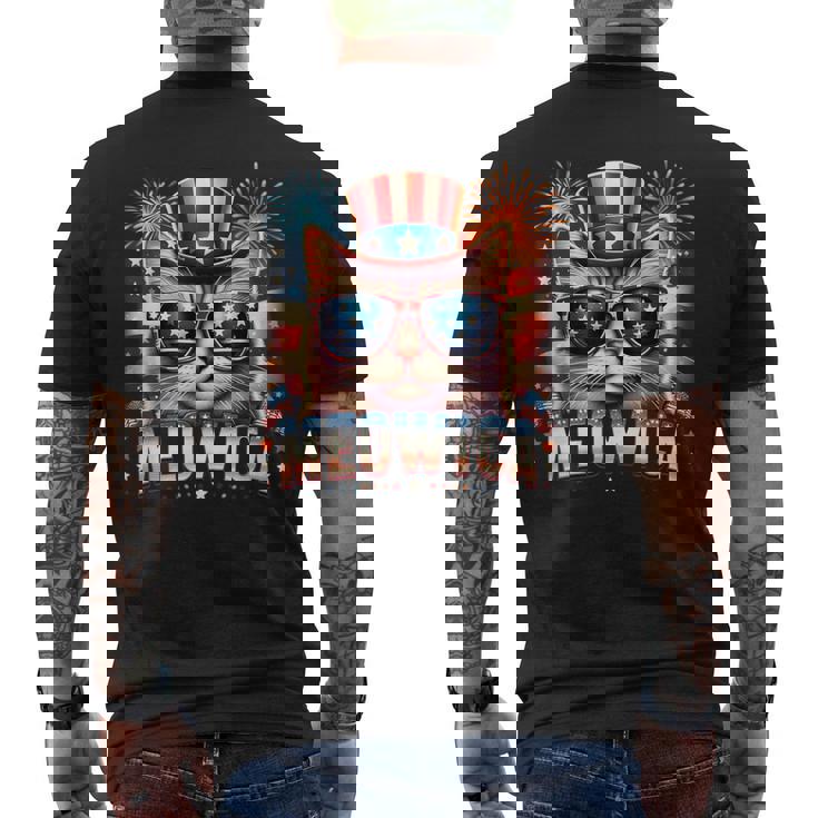 Patriotic Kitty Cat 4Th Of July Firework Cat Meowica Men's T-shirt Back Print