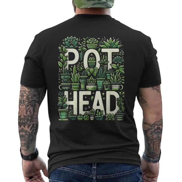 Pot Plants Head Cute Succulent Garden Gardening Men's T-shirt Back Print