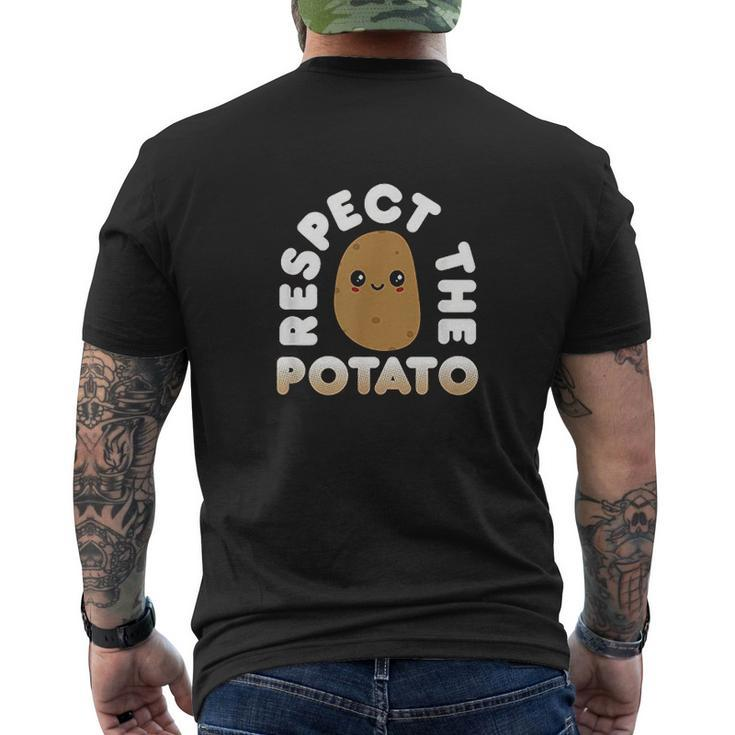 Potato Cute Kawaii Style Respect The Potato Mens Back Print T-shirt