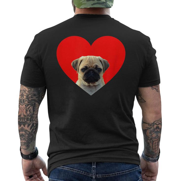 Pug Lover Dog Love Red Heart Father's Day Men's T-shirt Back Print