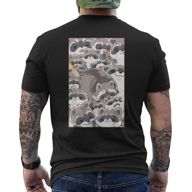 Raccoon Face Cute Pet Forest Animal Men's T-shirt Back Print