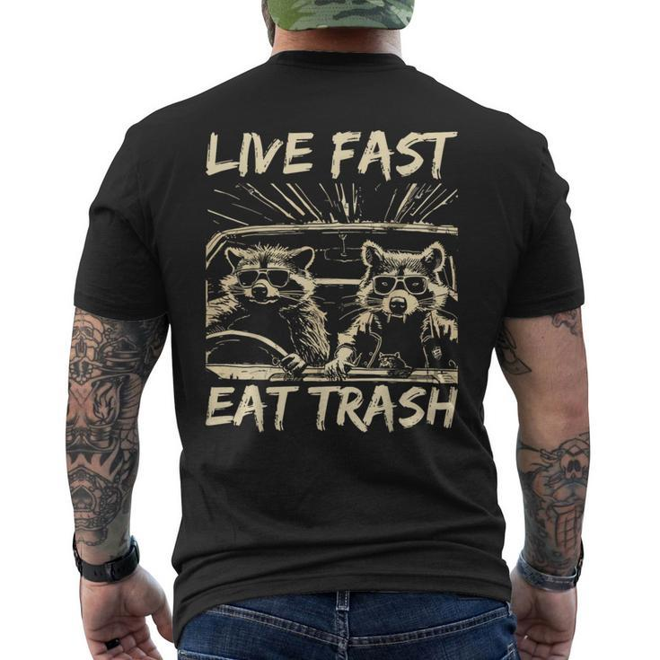 Raccoon Live Fast Eat Trash Street Cats Squad Men's T-shirt Back Print