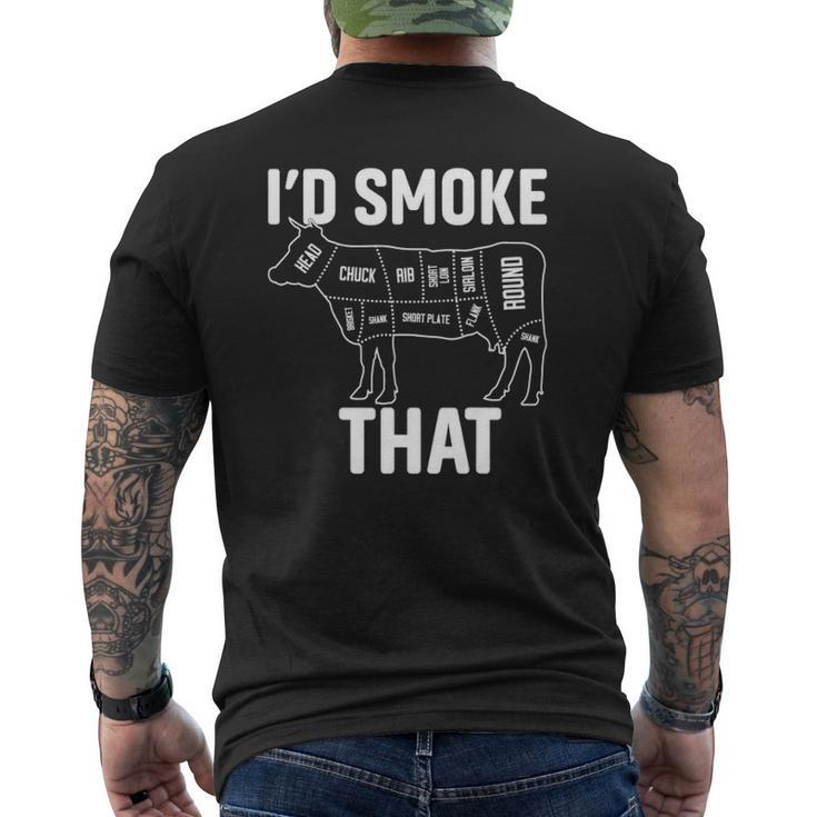 Retro Bbq Party Smoker Chef Dad I'd Smoke That Mens Back Print T-shirt