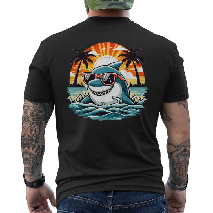 Retro Shark In Sunglasses 70S 80S 90S Cool Ocean Shark Men's T-shirt Back Print