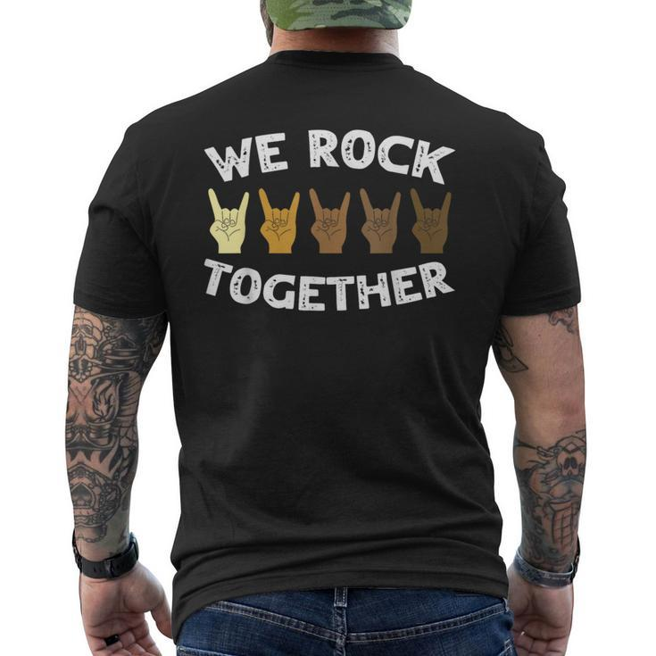 We Rock Together Rocker Skeleton Hand Men's T-shirt Back Print