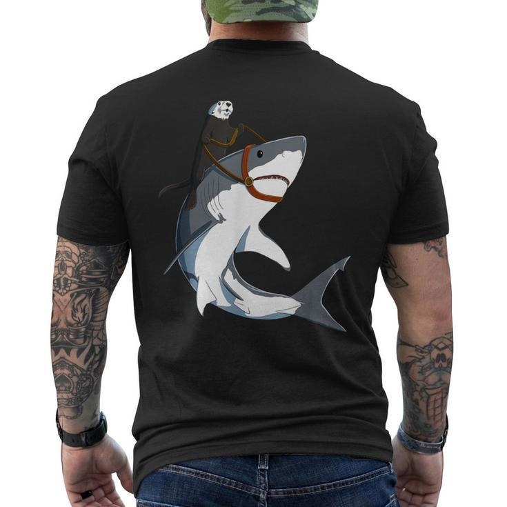 Sea Otter Riding Shark Men's T-shirt Back Print