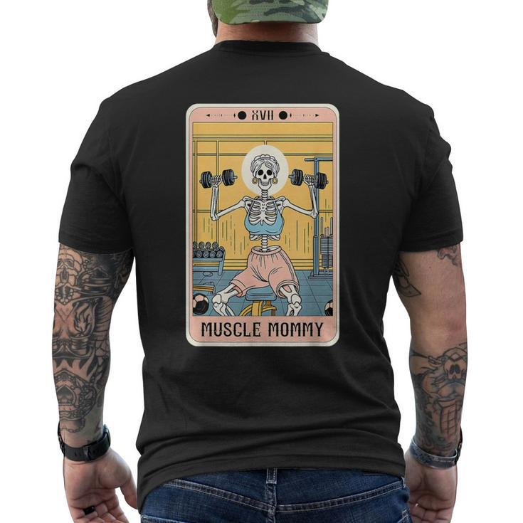 Skeleton Fitness Workout Muscle Mommy Tarot Card Men's T-shirt Back Print