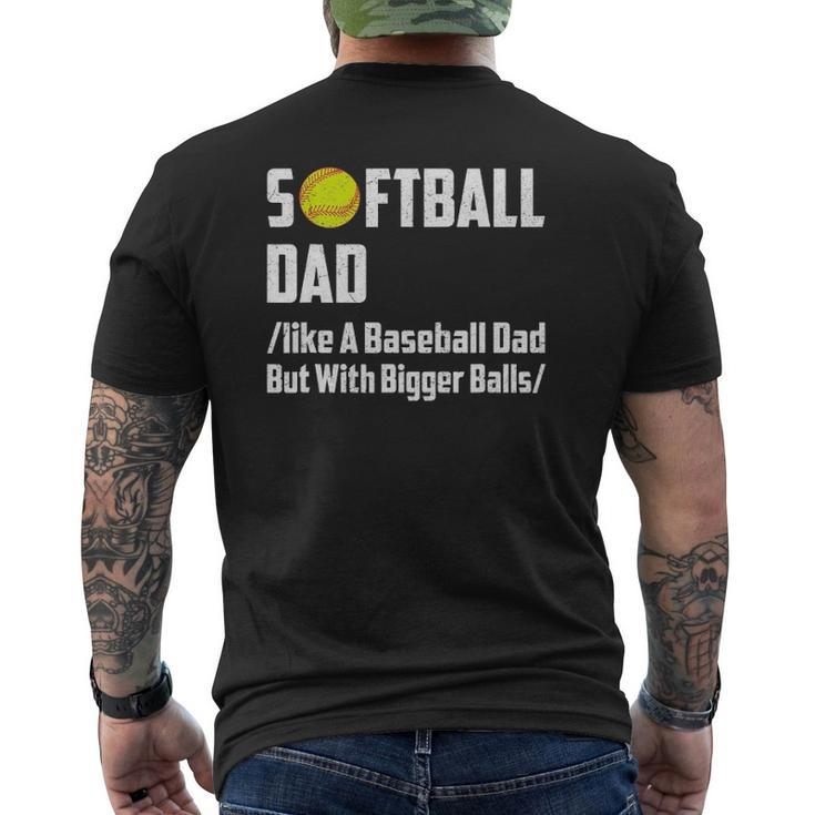 Softball Dad Father's Day Mens Back Print T-shirt
