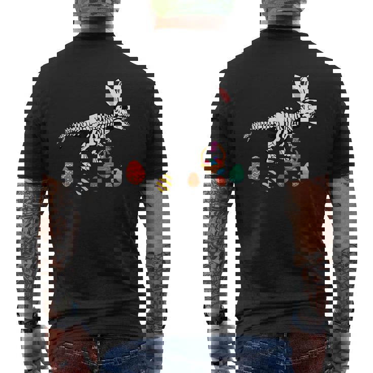 T Rex Easter Skeleton Bunny Basket Egg Hunt Easter Day Men's T-shirt Back Print