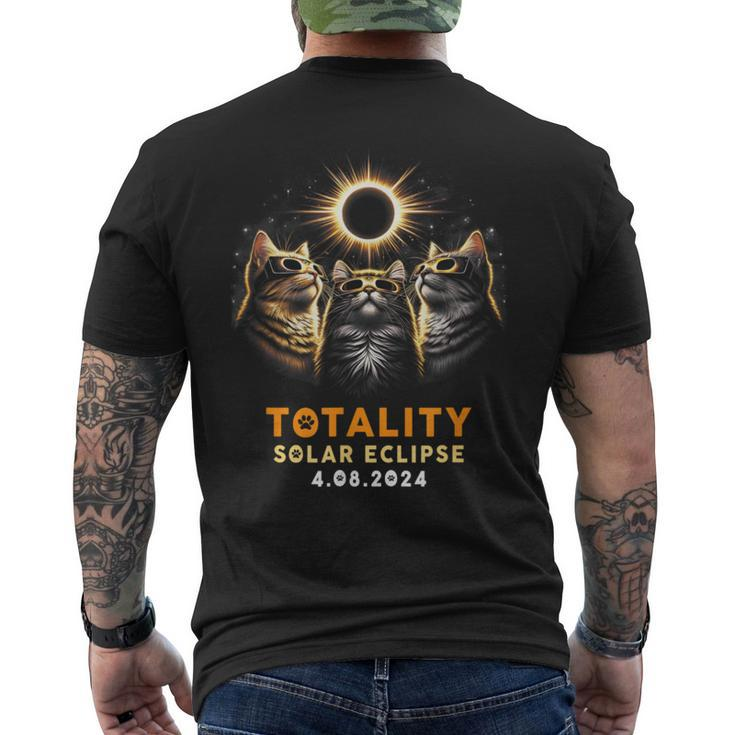Totality Cats Wearing Solar Eclipse Glasses 4082024 Men's T-shirt Back Print