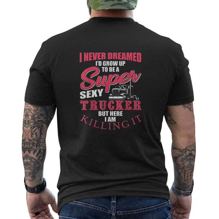 Truck Driver Semi Big Rig Trucking Trailer Truck Mens Back Print T-shirt