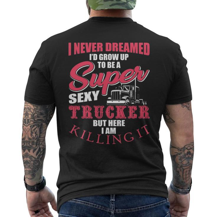 Truck Driver Semi Big Rig Trucking Trailer Truck Men's T-shirt Back Print