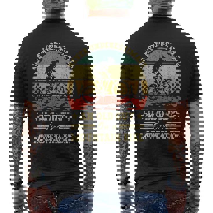 Never Underestimate An Old Guy On A Mountain Bike Men's T-shirt Back Print