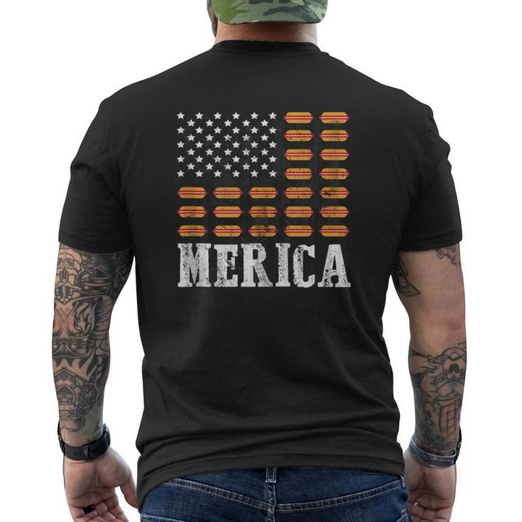 Vintage Hot Dog American Us Flag 4Th Of July Men's T-shirt Back Print
