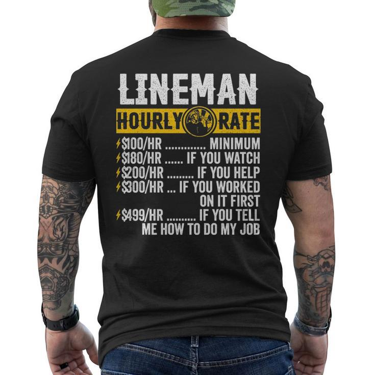 Vintage Lineman Apparel Electrician Hourly Rate Mens Pullover Men's T-shirt Back Print