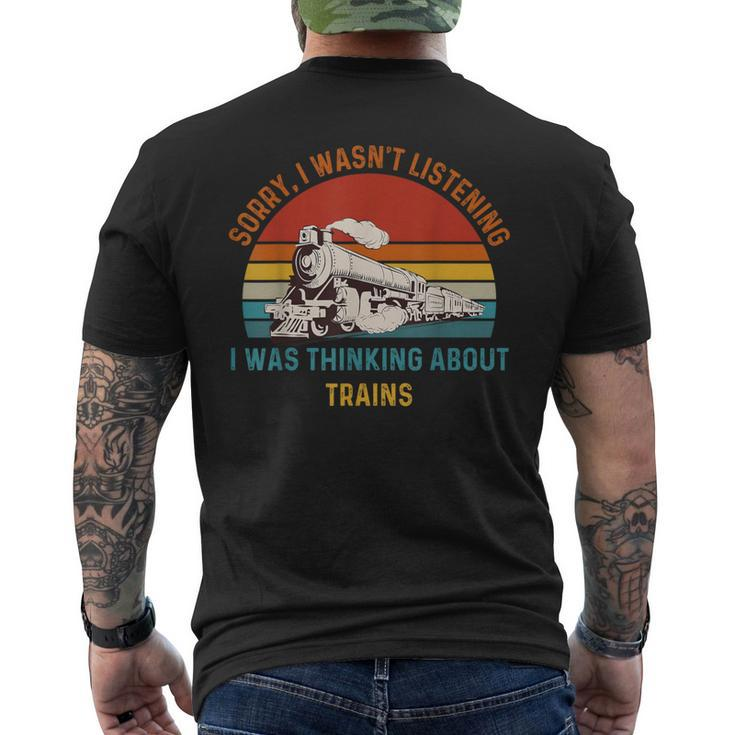 I Wasn't Listening I Was Thinking About Trains Vintage Men's T-shirt Back Print
