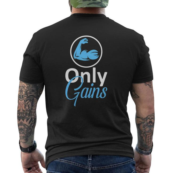 Only Gains Gym Fitness Workout Parody Mens Back Print T-shirt