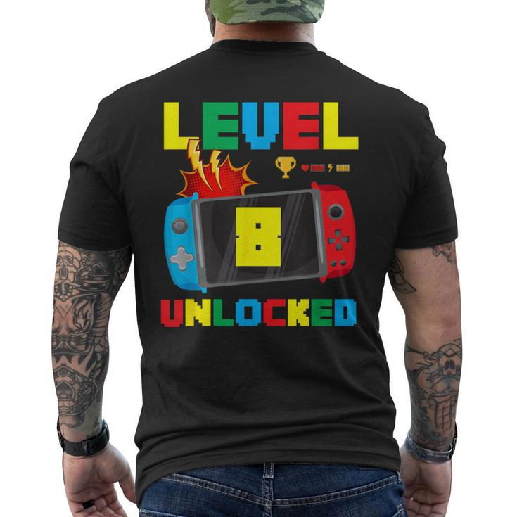 Gamer It's My 8Th Birthday Level 8 Unlocked Video Gaming Men's T-shirt Back Print