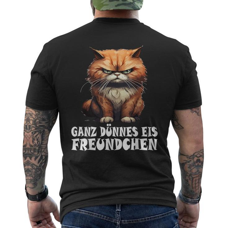 Ganz Dünnes Eis Freundchen Katze T-Shirt mit Rückendruck
