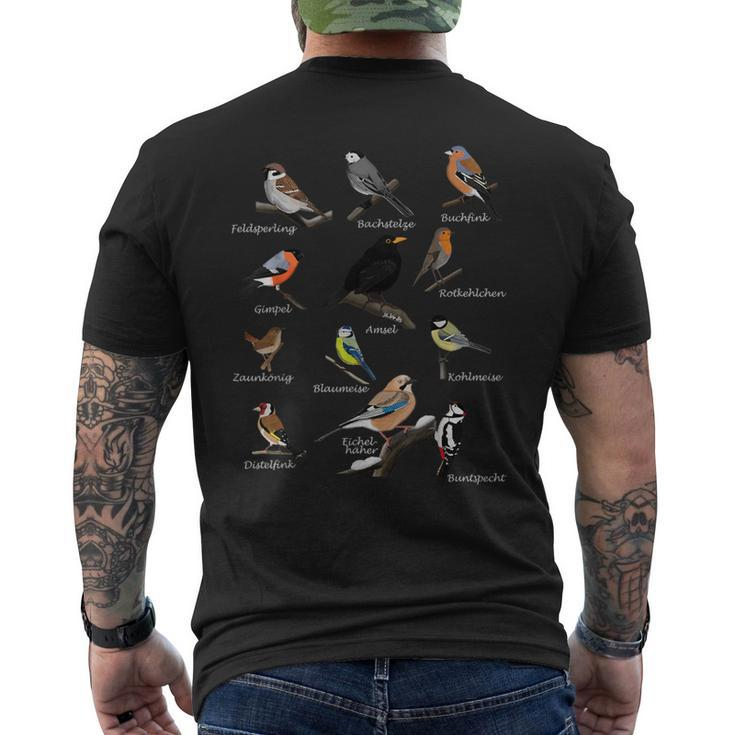 Garden Birds Bird Drawing Bird Chalkfink Buntspecht Bunting T-Shirt mit Rückendruck
