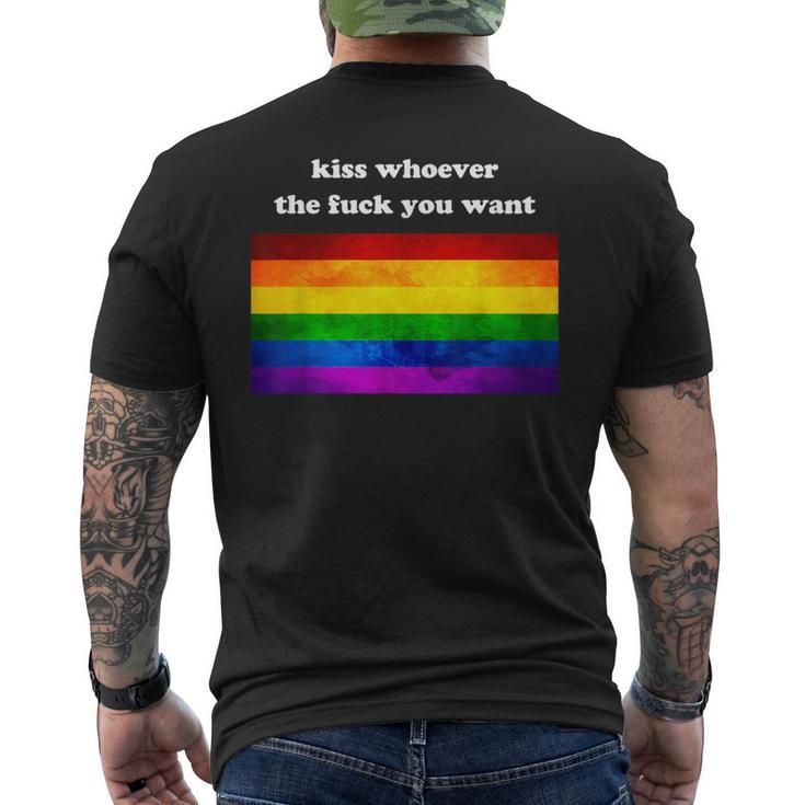 Gay Pride Lgbt Kiss Whoever You Want Men's T-shirt Back Print