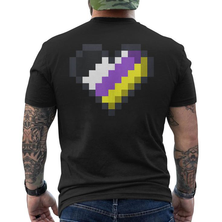 Gaymer Lgbt Retro Pride Gender Non-Binary Gamer Heart Men's T-shirt Back Print
