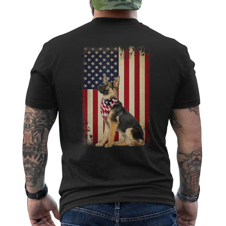 German Shepherd American Flag Independence 4Th Of July Men's T-shirt Back Print