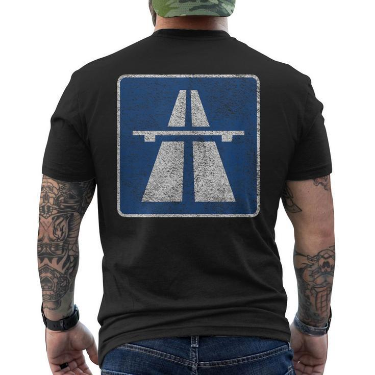 Germany Autobahn Sign Bundesautobahn No Limits Men's T-shirt Back Print