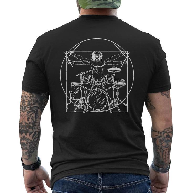 A For A Drummer Da Vinci Drawing T-Shirt mit Rückendruck