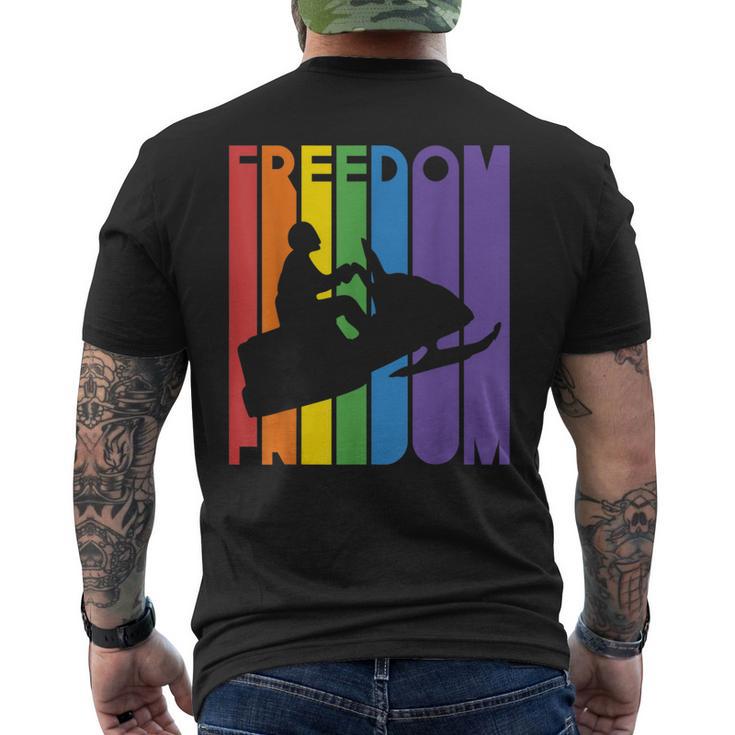 Snocross Snowmobiling Freedom Snowmobile Snow Rider Men's T-shirt Back Print