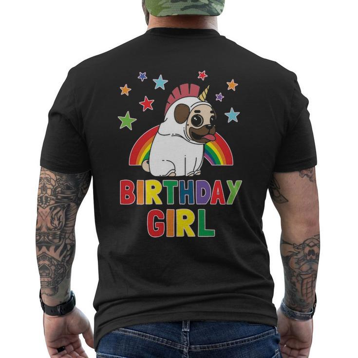 Girl Birthday Unicorn Pug B Day Party Kids Idea Unipug Men's T-shirt Back Print