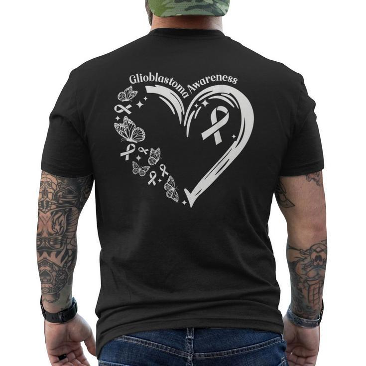 Glioblastoma I Wear Grey For Glioblastoma Awareness Heart Men's T-shirt Back Print