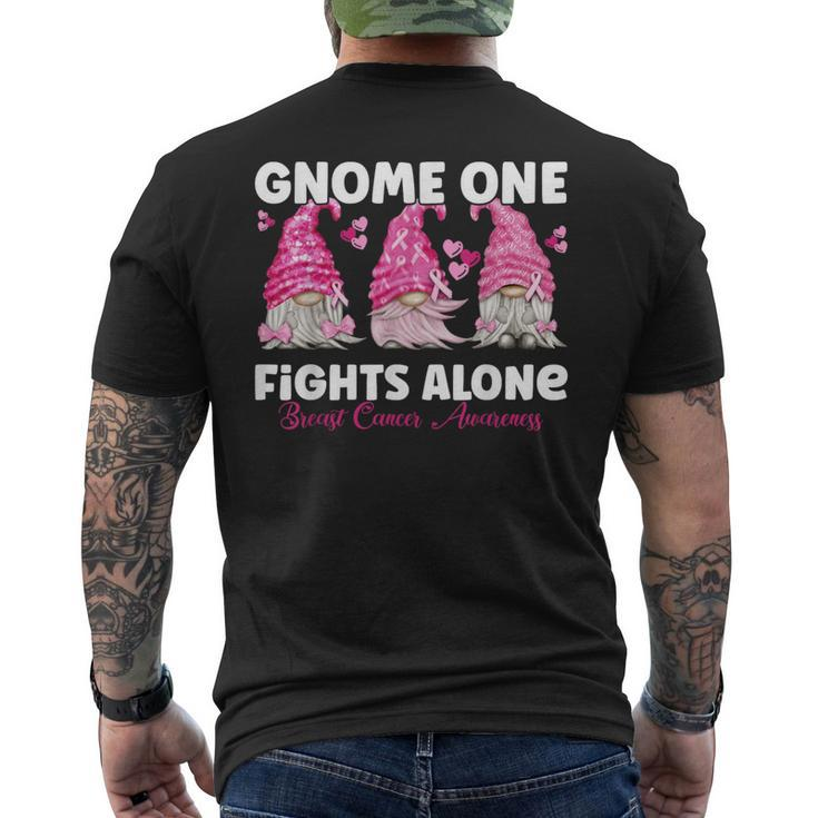 Gnome One Fights Alone Pink Breast Cancer Awareness Men's T-shirt Back Print