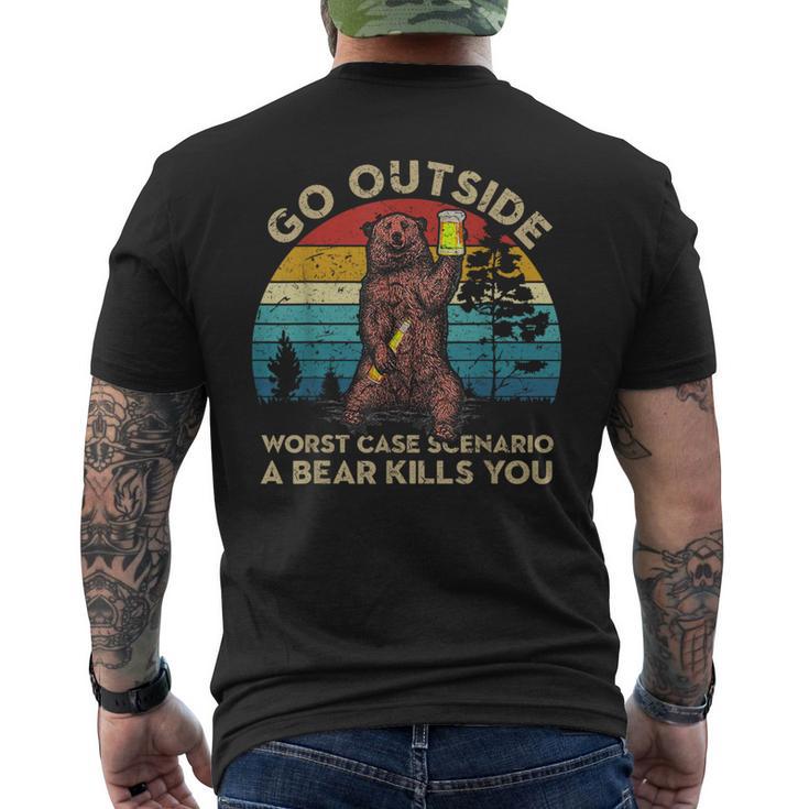 Go Outside Worst Case Scenario A Bear Kills You Costume Bear Men's T-shirt Back Print