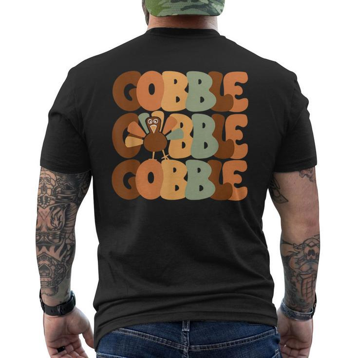 Gobble Turkey Day Happy Thanksgiving Men's T-shirt Back Print