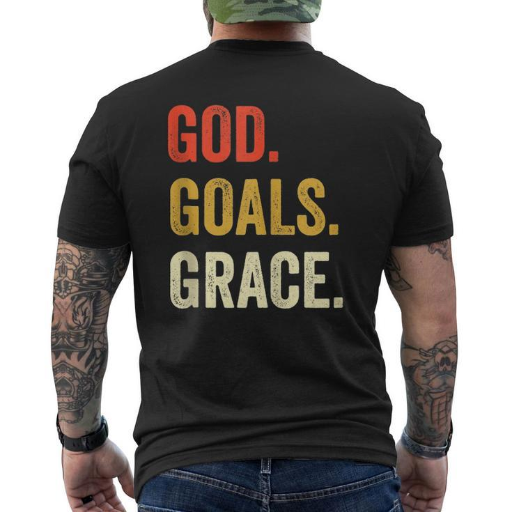 God Goals Grace Christian Workout Fitness Gym  Mens Back Print T-shirt