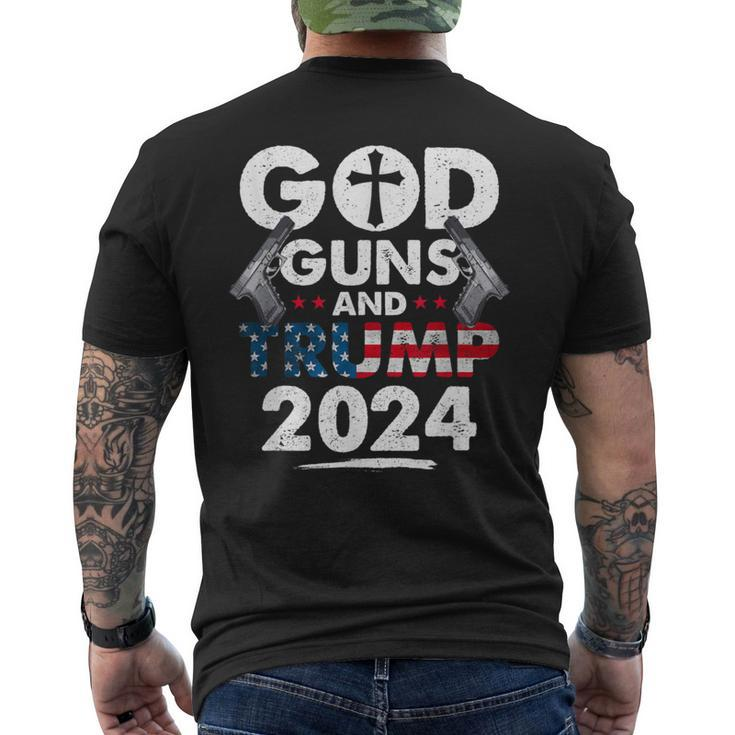 God Guns And Trump 2024 Usa American Flag Men's T-shirt Back Print