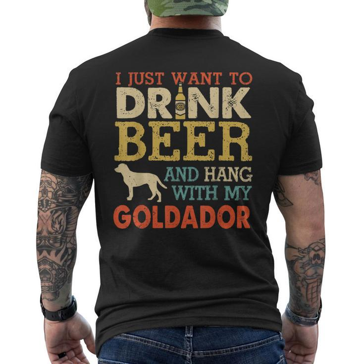 Goldador Dad Drink Beer Hang With Dog Vintage Men's T-shirt Back Print