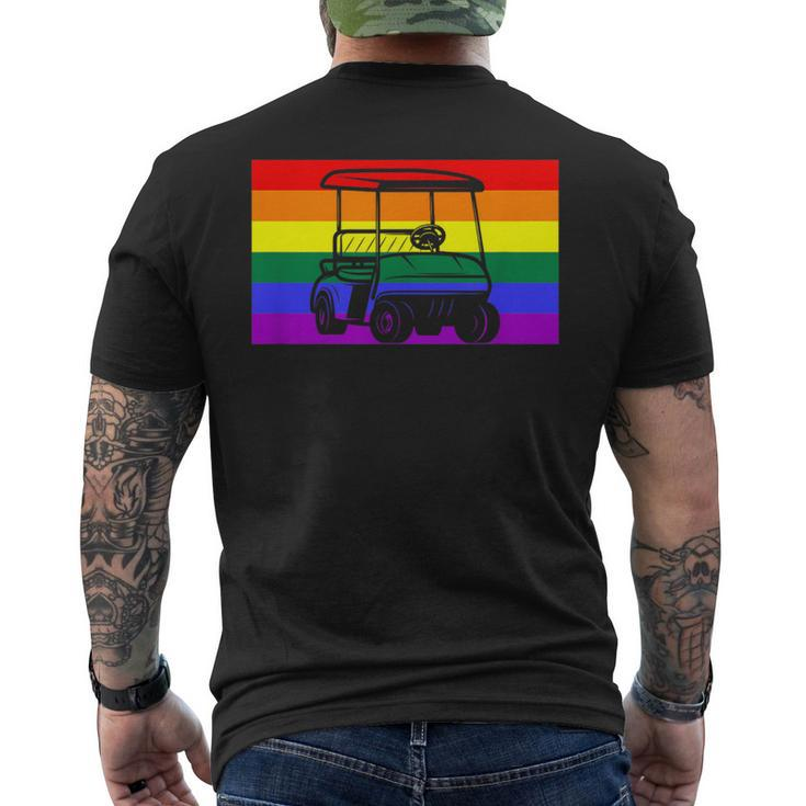 Golf Cart Gay Pride Flag Lgbtq Aesthetic Golfer Pattern Cute Men's T-shirt Back Print