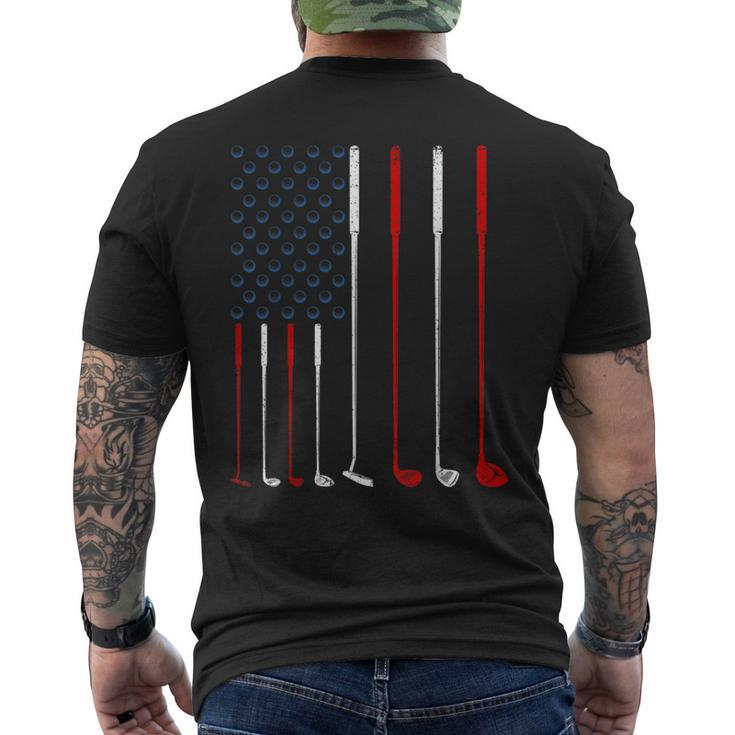 Golf Clubs American Flag Men's T-shirt Back Print