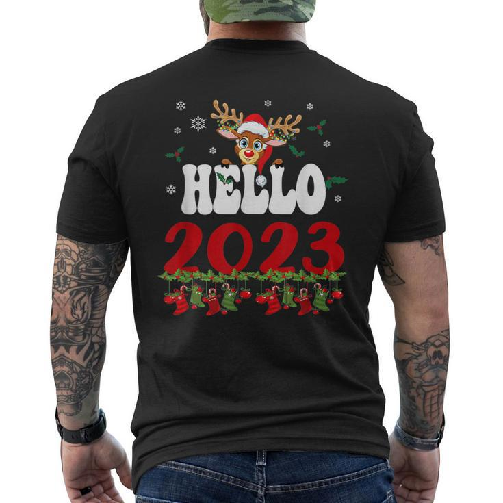 Goodbye 2022 Hello 2023 Happy New Year Christmas Xmas Groovy Mens Back Print T-shirt