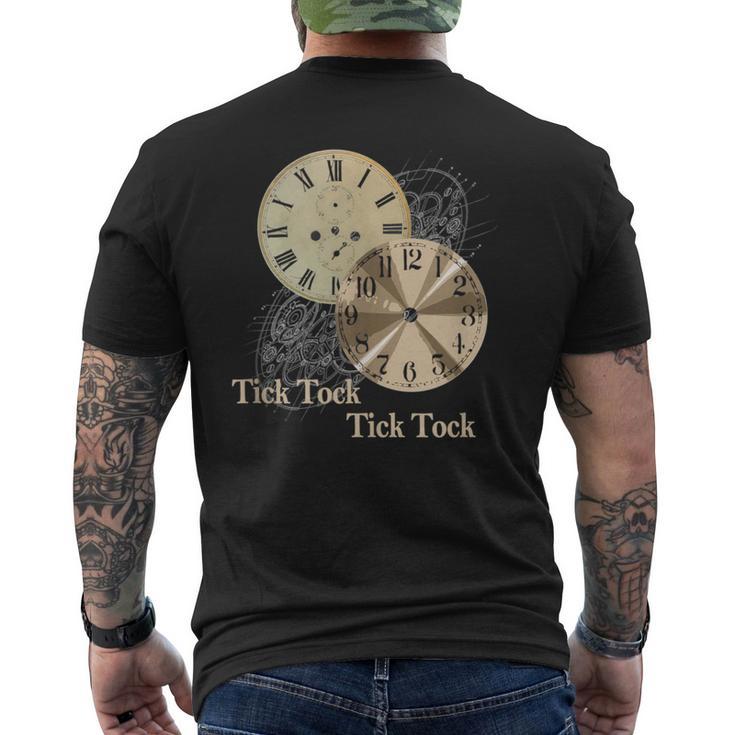 Grandfather Alarm Clock Time Tick Tock Clock Collector Men's T-shirt Back Print