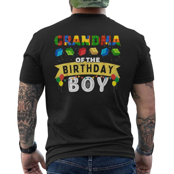 Grandma Of The Birthday Boy Building Blocks Master Builder Men's T-shirt Back Print