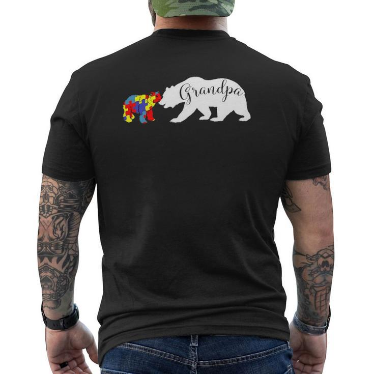 Grandpa Bear Autism Awareness Papa Dad Men Mens Back Print T-shirt